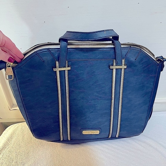 Steve Madden exposed double zip da gel in navy/white - Picture 1 of 6